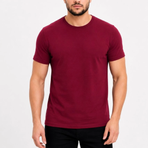 Erkek Basic Tişört Bisiklet Yaka Kısa Kol Günlük Yazlık Slim fit T-Shirt – Bordo