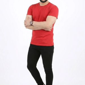 Erkek Basic Tişört Bisiklet Yaka Kısa Kol Günlük Yazlık Slim fit T-Shirt – Kırmızı