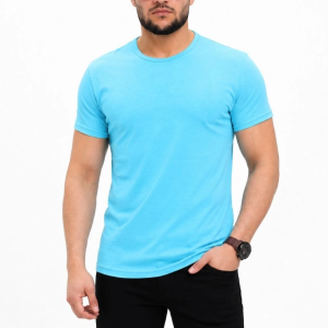 Erkek Basic Tişört Bisiklet Yaka Kısa Kol Günlük Yazlık Slim fit T-Shirt – Açık Mavi