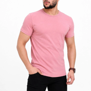 Erkek Basic Tişört Bisiklet Yaka Kısa Kol Günlük Yazlık Slim fit T-Shirt – Pembe