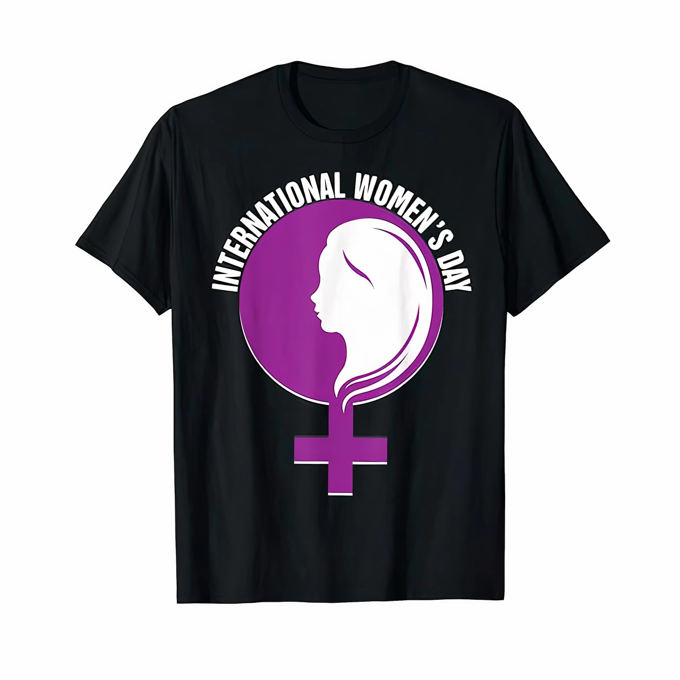 8 Mart Dünya Kadınlar Günü Baskılı Oversize Bisiklet Yaka T-shirt – Siyah