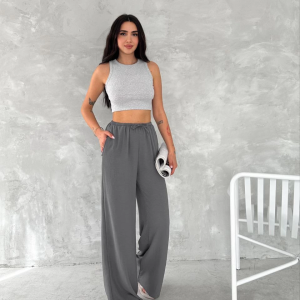 Kadın Ayrobin Oversize Kadın Pantolon – Füme