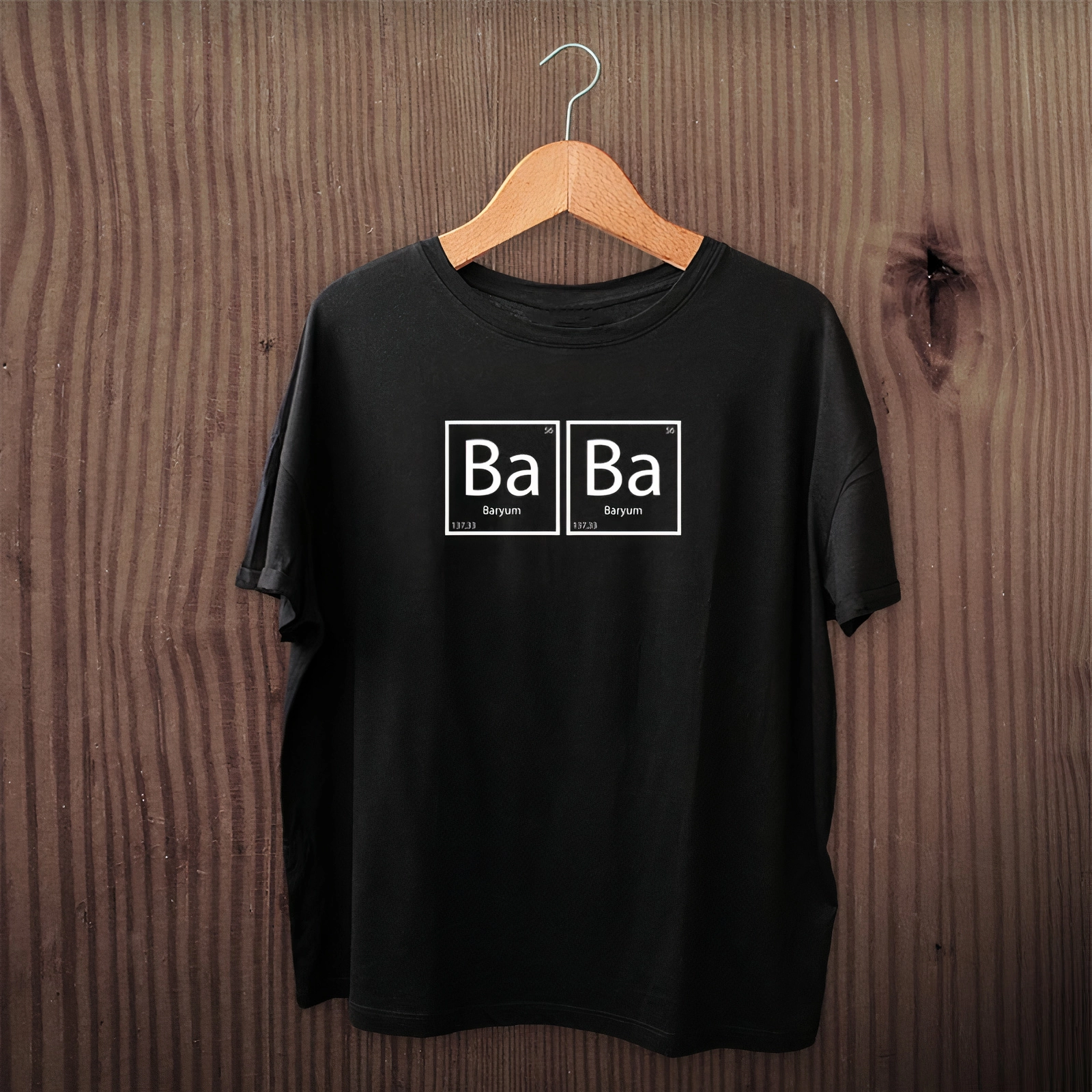 Babalar Günü Hediye Baba Temalı Baskılı Oversize Bisiklet Yaka T-shirt – Siyah