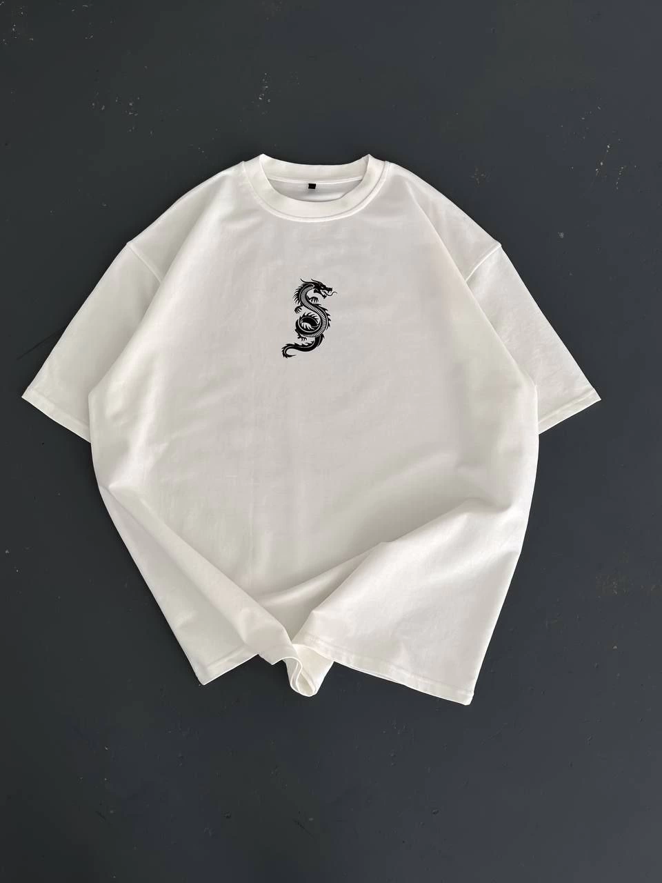 Erkek Ön ve Arka Baskılı T-Shirt Kısa Kol Bisiklet Yaka Regular Fit Tişört – Beyaz