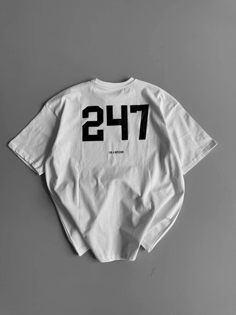 Erkek Ön ve Arka Baskılı T-Shirt Kısa Kol Bisiklet Yaka Regular Fit Tişört – Beyaz