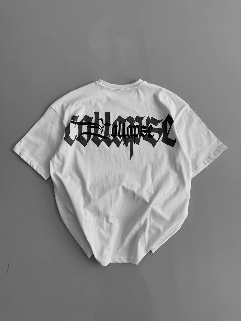 Erkek Ön ve Arka Baskılı T-Shirt Kısa Kol Bisiklet Yaka Regular Fit Tişört – Beyaz