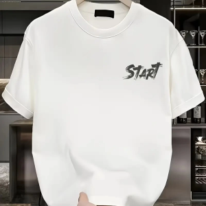 Erkek Kısa Kol Yazlık Tişört Bisiklet Yaka Baskılı Oversize T-Shirt – Beyaz
