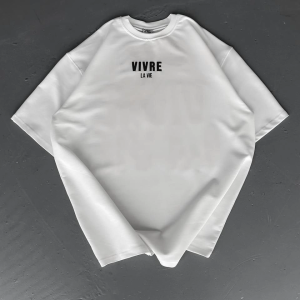 Erkek Ön ve Arka Baskılı T-Shirt Kısa Kol Bisiklet Yaka Regular Fit Tişört – Beyaz
