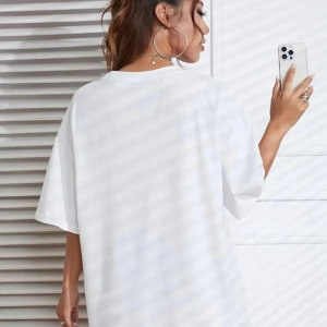 Kadın New York Baskılı Tişort Kısa Kol Bisiklet Yaka T-shirt – Beyaz