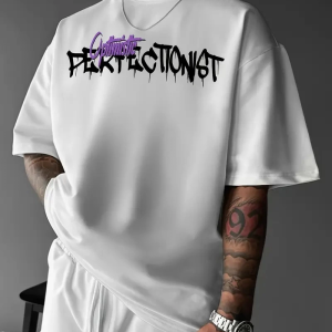 Erkek Tişört Baskılı Bisiklet Yaka Kısa kol t-shirt – Beyaz
