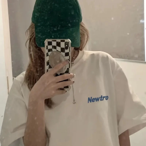 Kadın Tişört Newtro Baskılı Oversize Bisiklet Yaka T-shirt – Beyaz