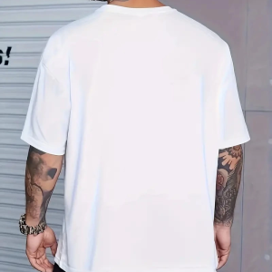 Erkek Baskılı Tişört Kısa Kol Bisiklet Yaka Regular fit Rahat kalıp T-Shirt – Beyaz