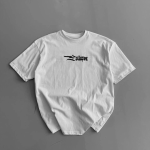 Erkek Ön ve Arka Baskılı T-Shirt Kısa Kol Bisiklet Yaka Regular Fit Tişört – Beyaz