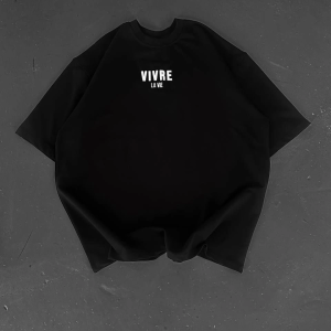 Erkek Ön ve Arka Baskılı T-Shirt Kısa Kol Bisiklet Yaka Regular Fit Tişört – Siyah