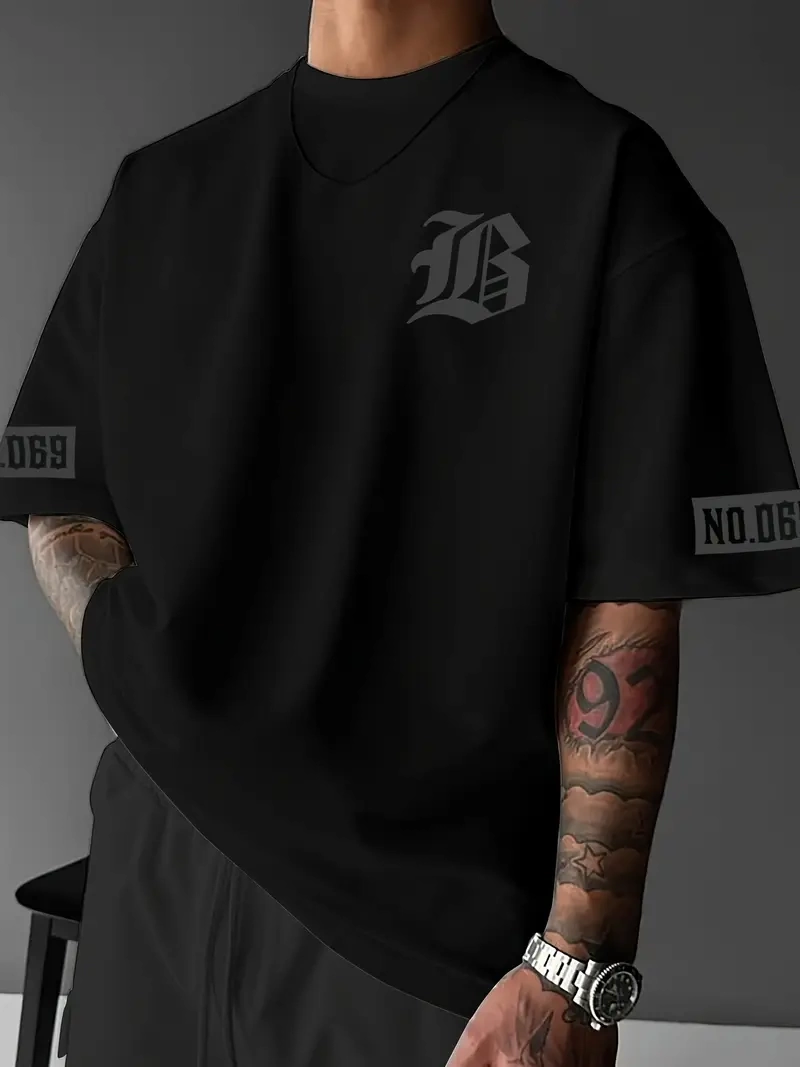 Erkek Baskılı T-Shirt Kısa Kol Bisiklet Yaka Regular Fit Yazlık Tişört – Siyah
