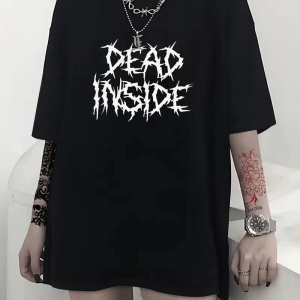 Kadın T-shirt Bisiklet Yaka Oversize Kısa Kollu Tişört – Siyah