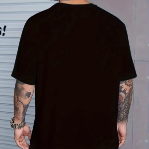 Erkek ANIMAL Baskılı Tişört Bisiklet YakaYazlık T-shirt – Siyah