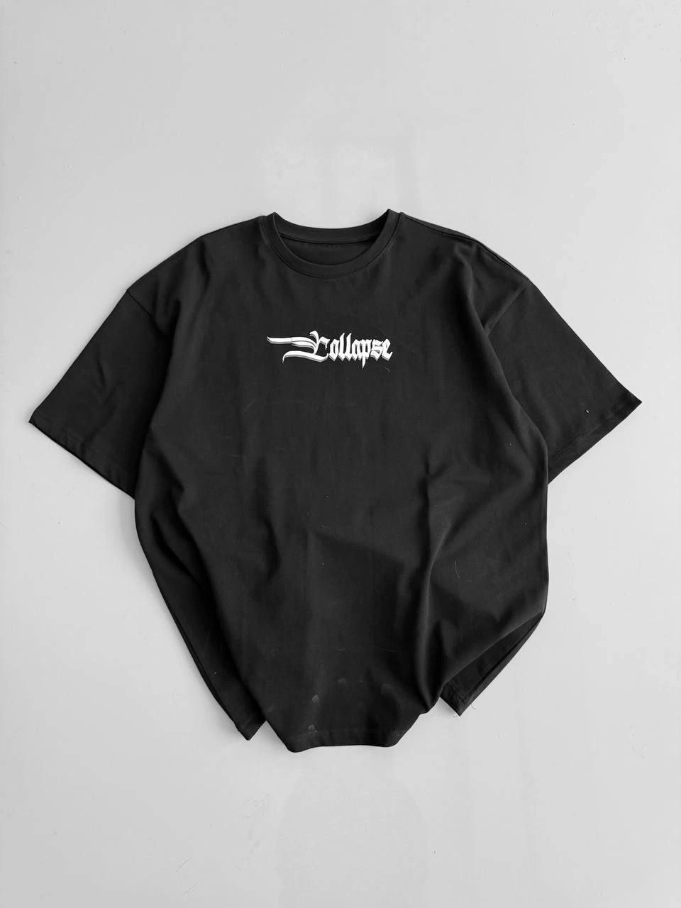 Erkek Ön ve Arka Baskılı T-Shirt Kısa Kol Bisiklet Yaka Regular Fit Tişört – Siyah