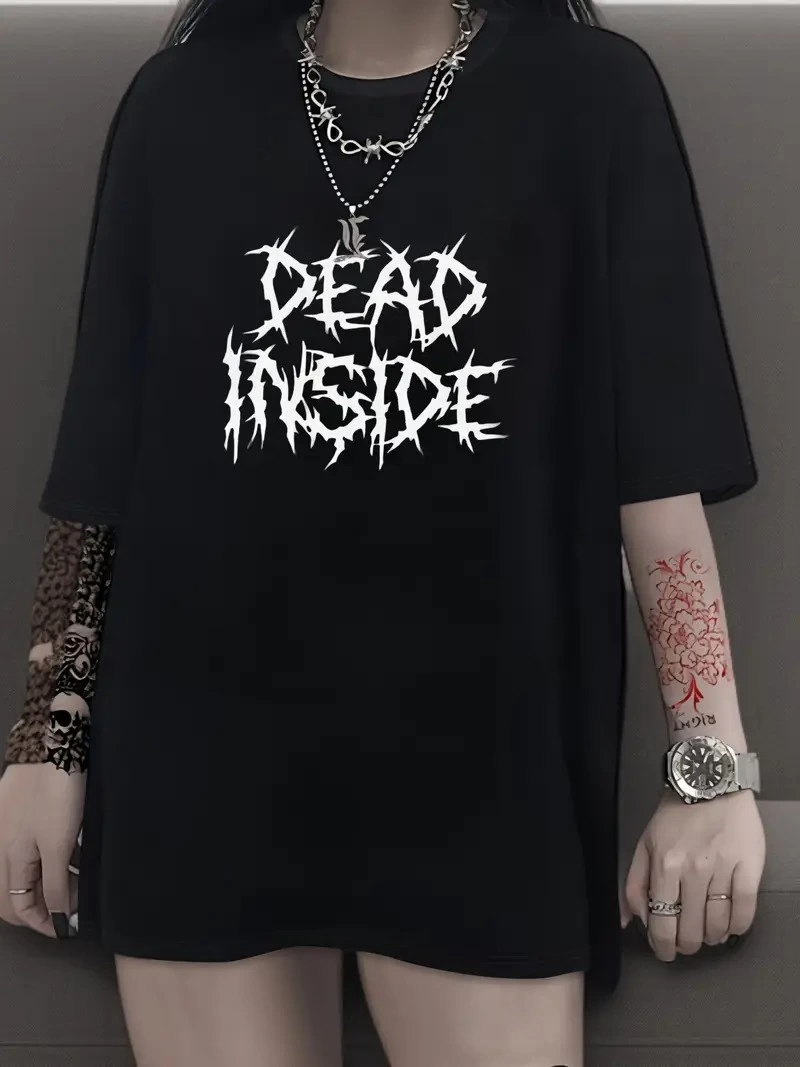 Kadın T-shirt Bisiklet Yaka Oversize Kısa Kollu Tişört – Siyah