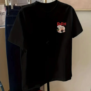 Kadın Ön ve Arka Baskılı T-Shirt Kısa Kol Bisiklet Yaka Regular Fit Tişört – Siyah