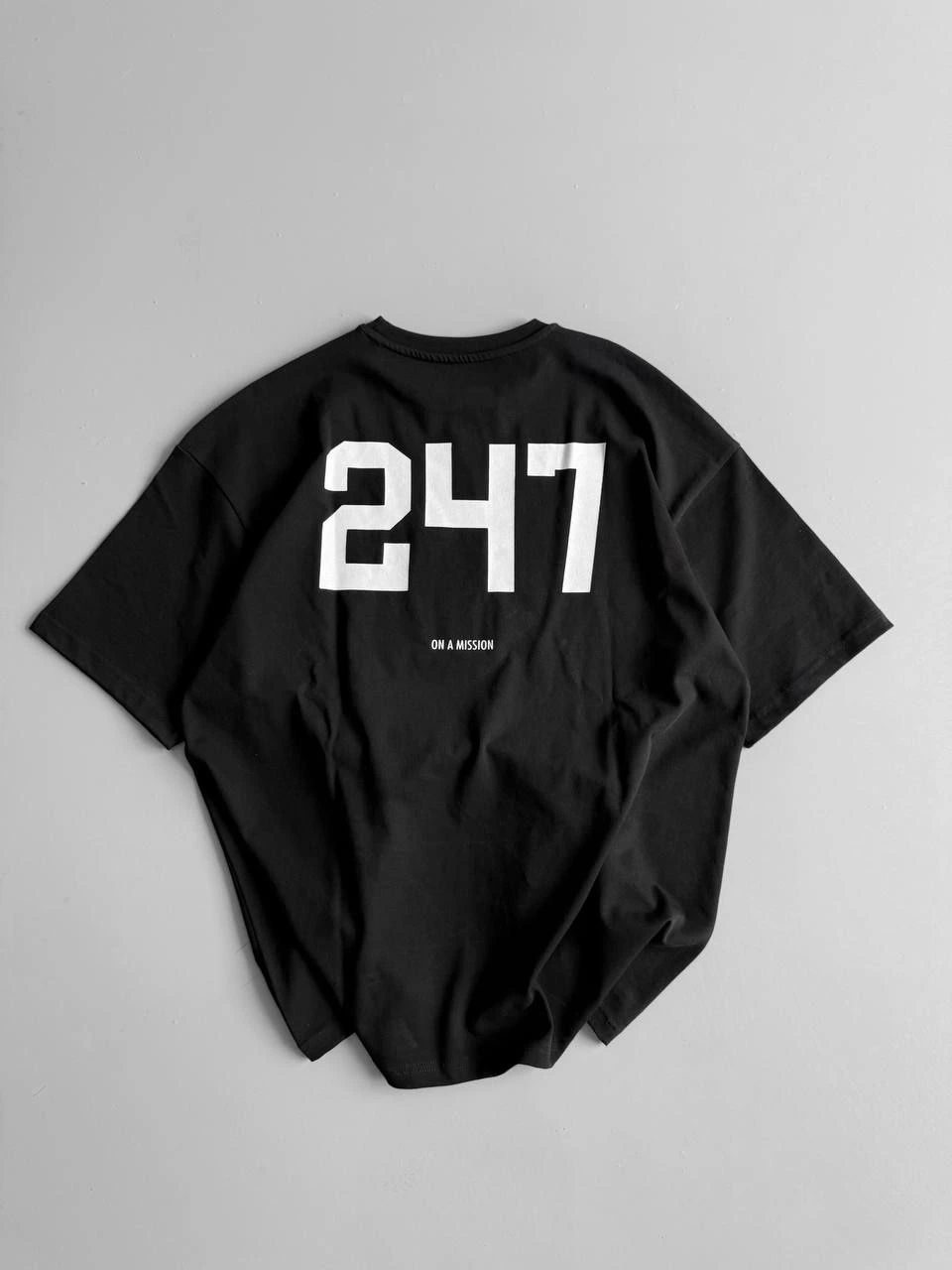 Erkek Ön ve Arka Baskılı T-Shirt Kısa Kol Bisiklet Yaka Regular Fit Tişört – Siyah