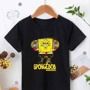 Bisiklet Yaka Kısa Kol Çocuk Baskılı T-Shirt – Siyah