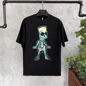 Çoçuk Bisiklet Yaka Kısa Kol Baskılı T-Shirt – Siyah