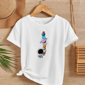 Çocuk Unisex Baskılı T-Shirt – Beyaz