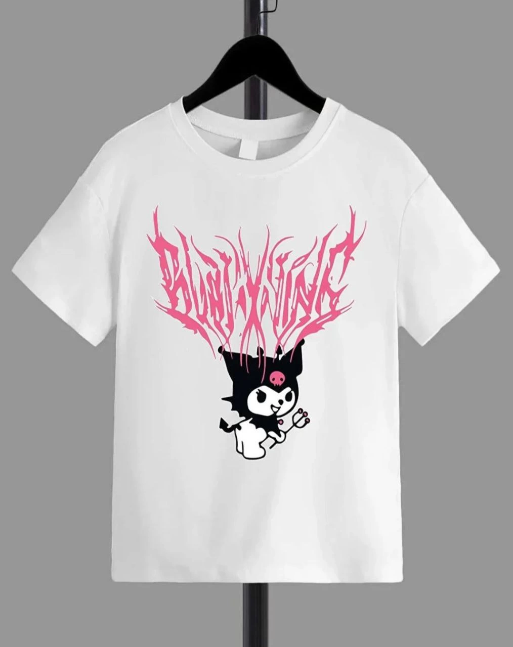 Kız Çocuk Bisiklet Yaka Baskılı T-Shirt – Beyaz