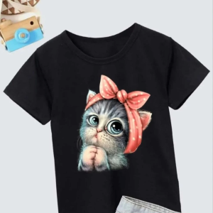 Çocuk Unisex Baskılı T-Shirt – Siyah
