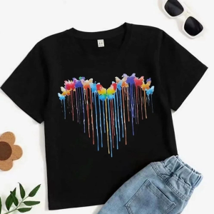 Çocuk Unisex Baskılı T-Shirt – Siyah
