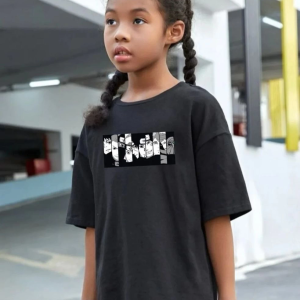 Çocuk Unisex Baskılı T-Shirt – Siyah