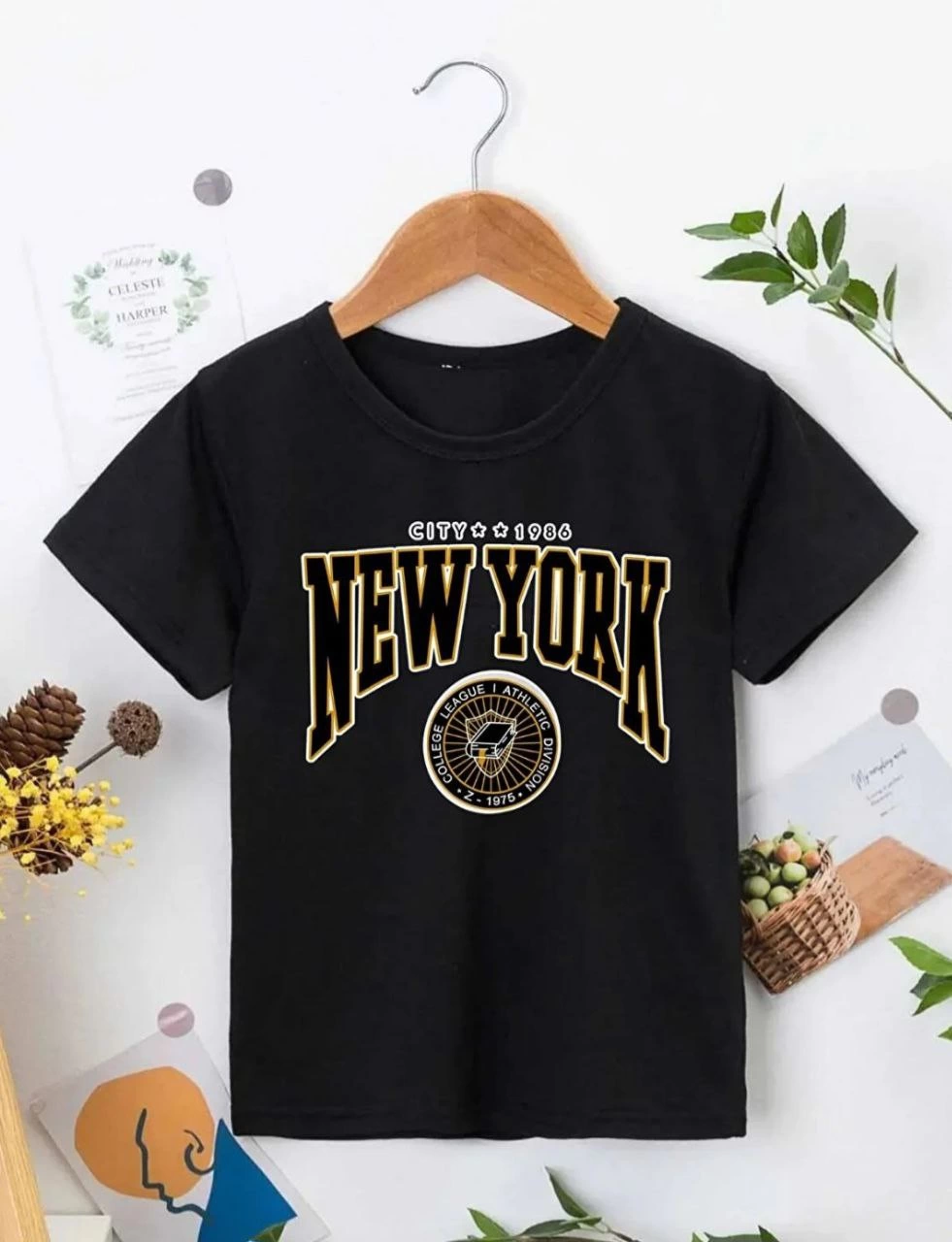 Çocuk Unisex Baskılı T-Shirt – Siyah
