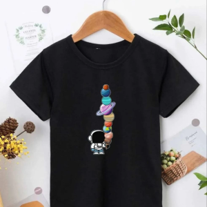 Çocuk Unisex Baskılı T-Shirt – Siyah