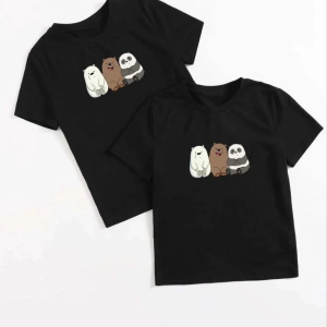 Çocuk Unisex Baskılı T-Shirt – Siyah