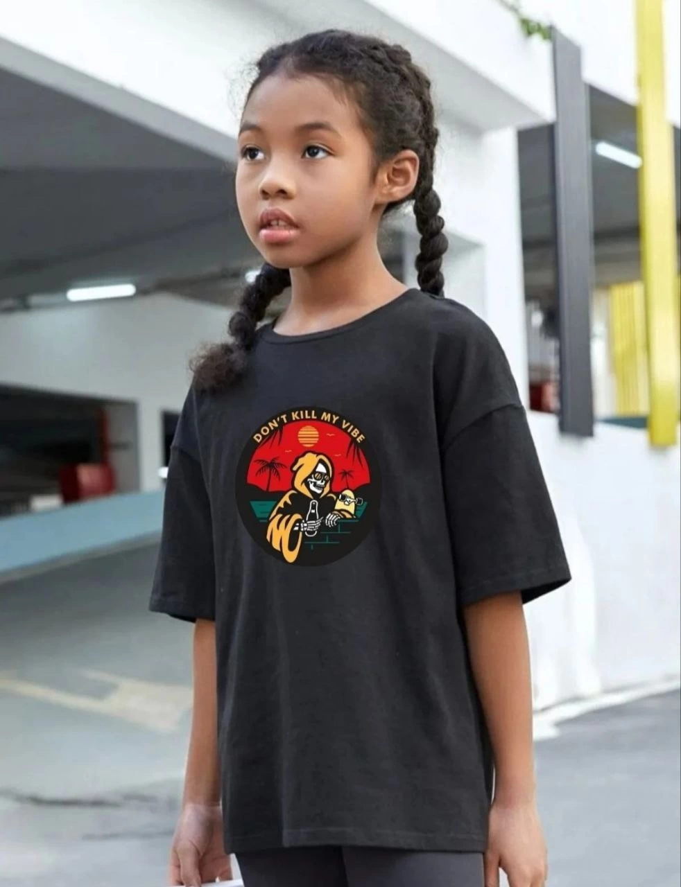 Çocuk Unisex Baskılı T-Shirt – Siyah
