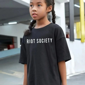 Çocuk Unisex Baskılı T-Shirt – Siyah