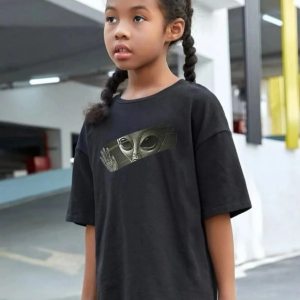 Çocuk Unisex Baskılı T-Shirt – Siyah