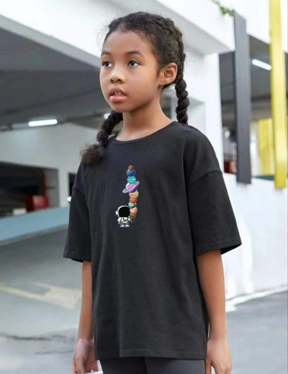 Çocuk Unisex Baskılı T-Shirt – Siyah