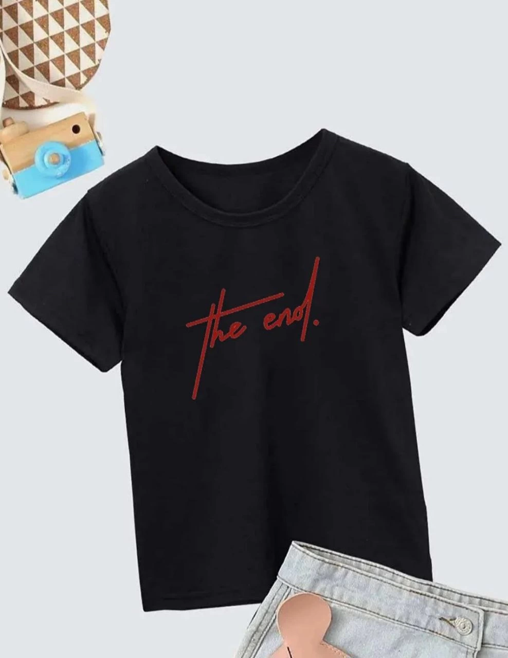 Çocuk Unisex Baskılı T-Shirt – Siyah