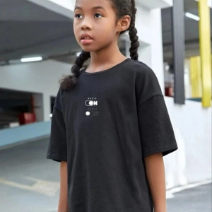 Çocuk Unisex Baskılı T-Shirt – Siyah