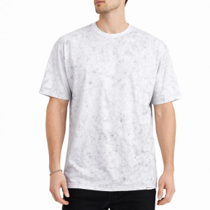 Erkek Asit Yıkama Bisiklet Yaka Kısa Kollu Oversize T-Shirt Tişört – Beyaz