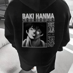 Erkek 3 İplik Pamuklu Kapüşonlu Baskılı Cepli Oversize Sweatshirt Hoodie – Siyah