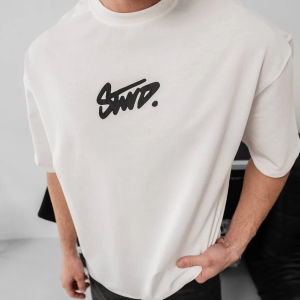 Erkek Tişört Yazlık Baskılı Oversize Kısa kol T-Shirt – Beyaz