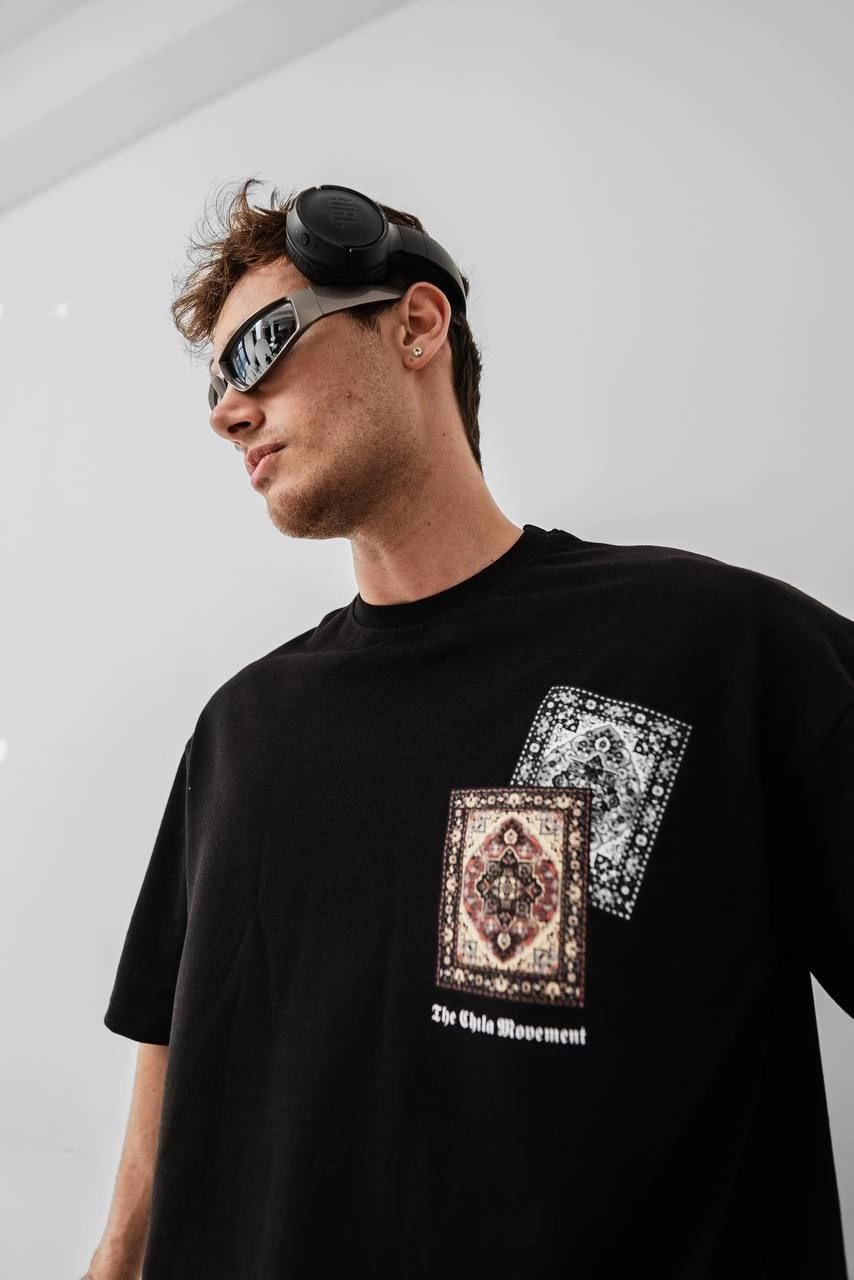 Erkek Yazlık Bisiklet Yaka Baskılı Regular Fit Tişört Kısa Kol T-Shirt – Siyah
