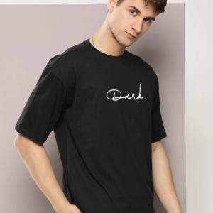 Erkek Baskılı T-Shirt Kısa Kol Bisiklet Yaka Regular Fit Rahat Kalıp Tişört – Siyah