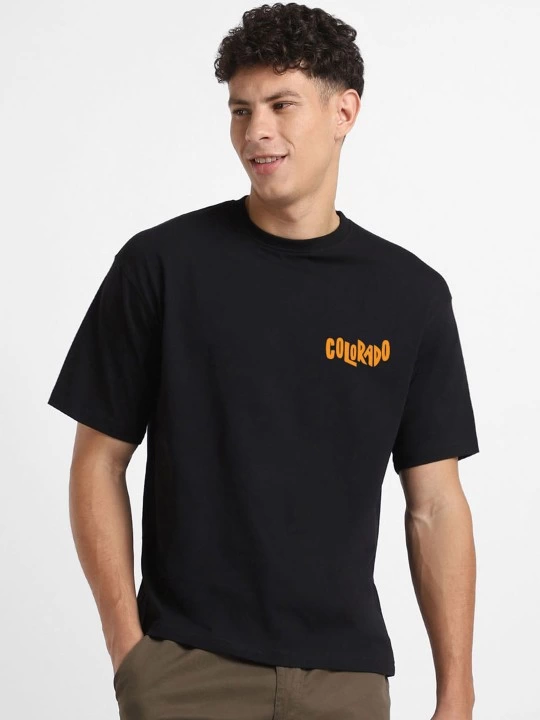 Erkek Tişört Baskılı Oversize Kısa kol T-shirt – Siyah
