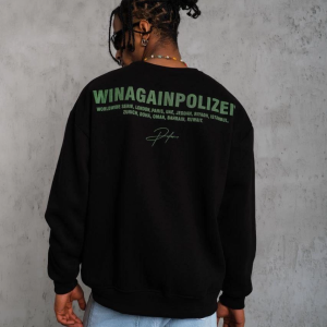 Erkek Oversize Sweatshirt Ön ve Sırt Baskılı 3 İplik Pamuklu – Siyah