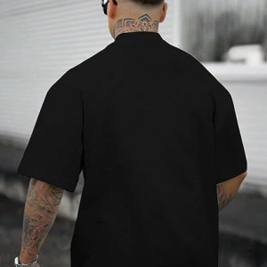 Erkek Kısa Kol Yazlık Tişört Bisiklet Yaka GÜL Baskılı T-Shirt – Siyah