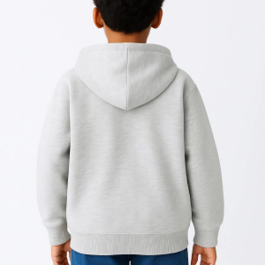 Erkek Çocuk Kapüşonlu Kanguru Cepli Tam Fermuarlı Hırka SweatShirt – Gri
